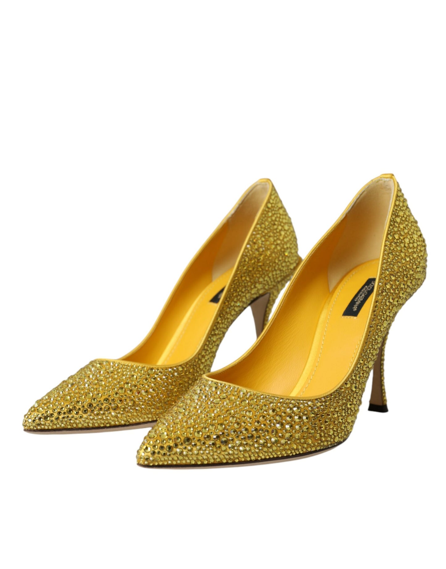 Dolce &amp; Gabbana Yellow Rhinestone Crystal Heels Pumps Shoes