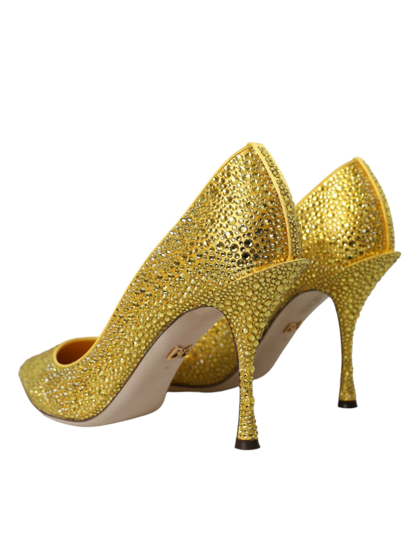 Dolce &amp; Gabbana Yellow Rhinestone Crystal Heels Pumps Shoes