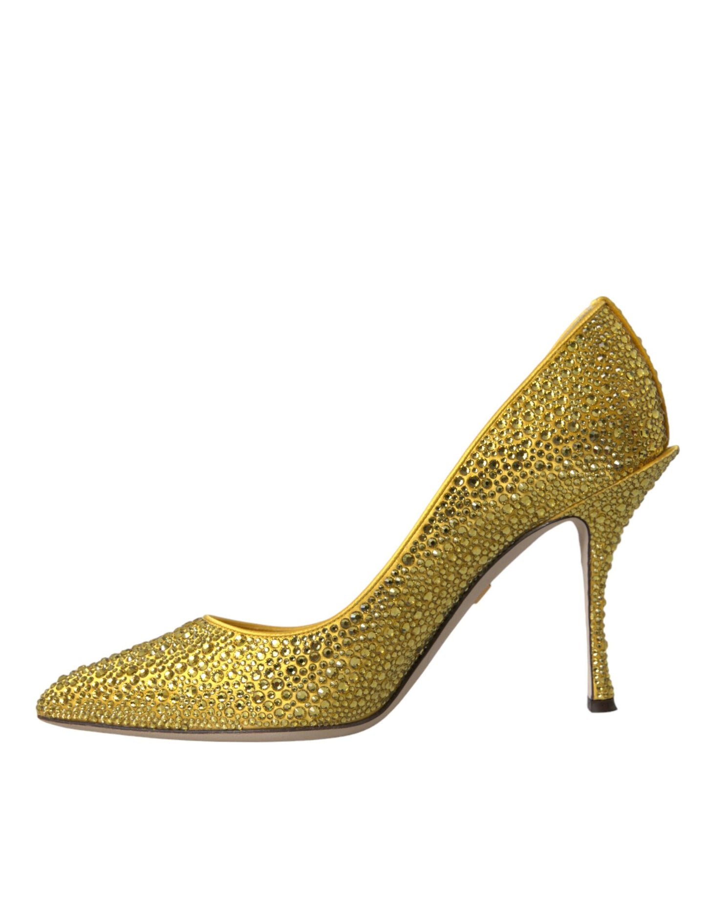 Dolce &amp; Gabbana Yellow Rhinestone Crystal Heels Pumps Shoes