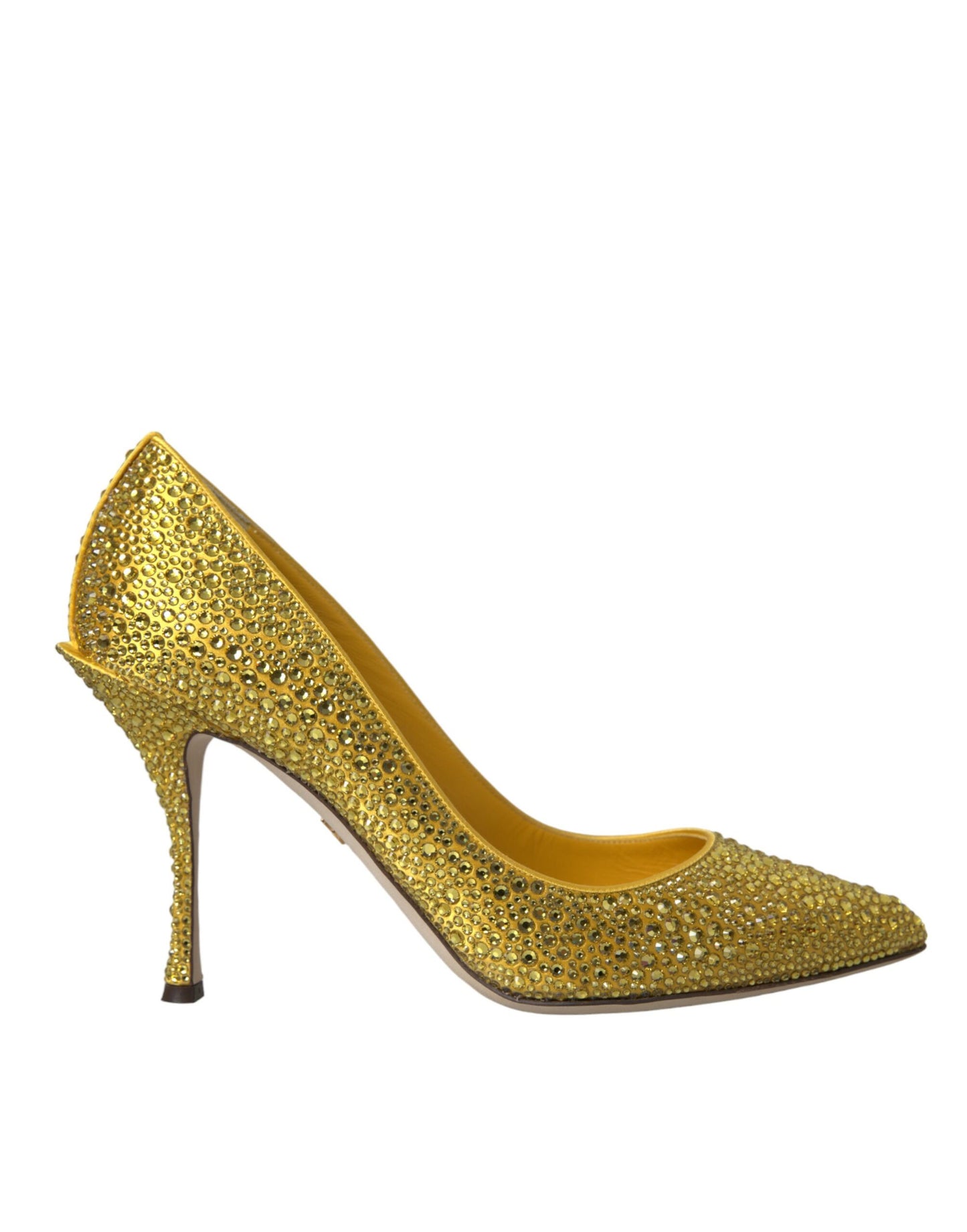 Dolce &amp; Gabbana Yellow Rhinestone Crystal Heels Pumps Shoes