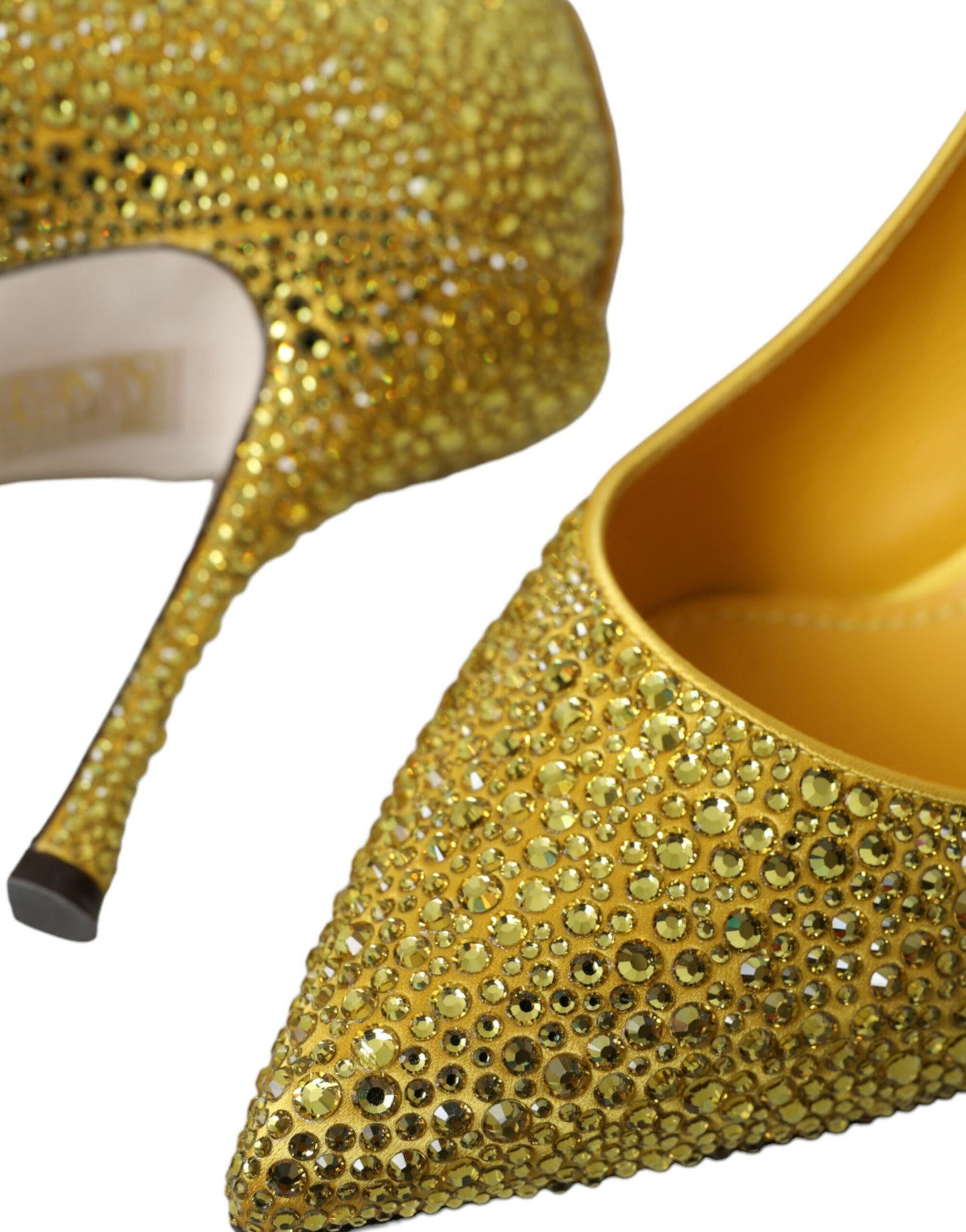 Dolce &amp; Gabbana Yellow Rhinestone Crystal Heels Pumps Shoes