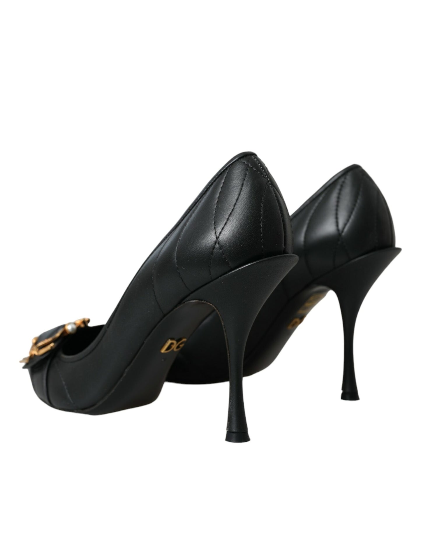 Dolce &amp; Gabbana Black Devotion Leather Heels Pumps Shoes