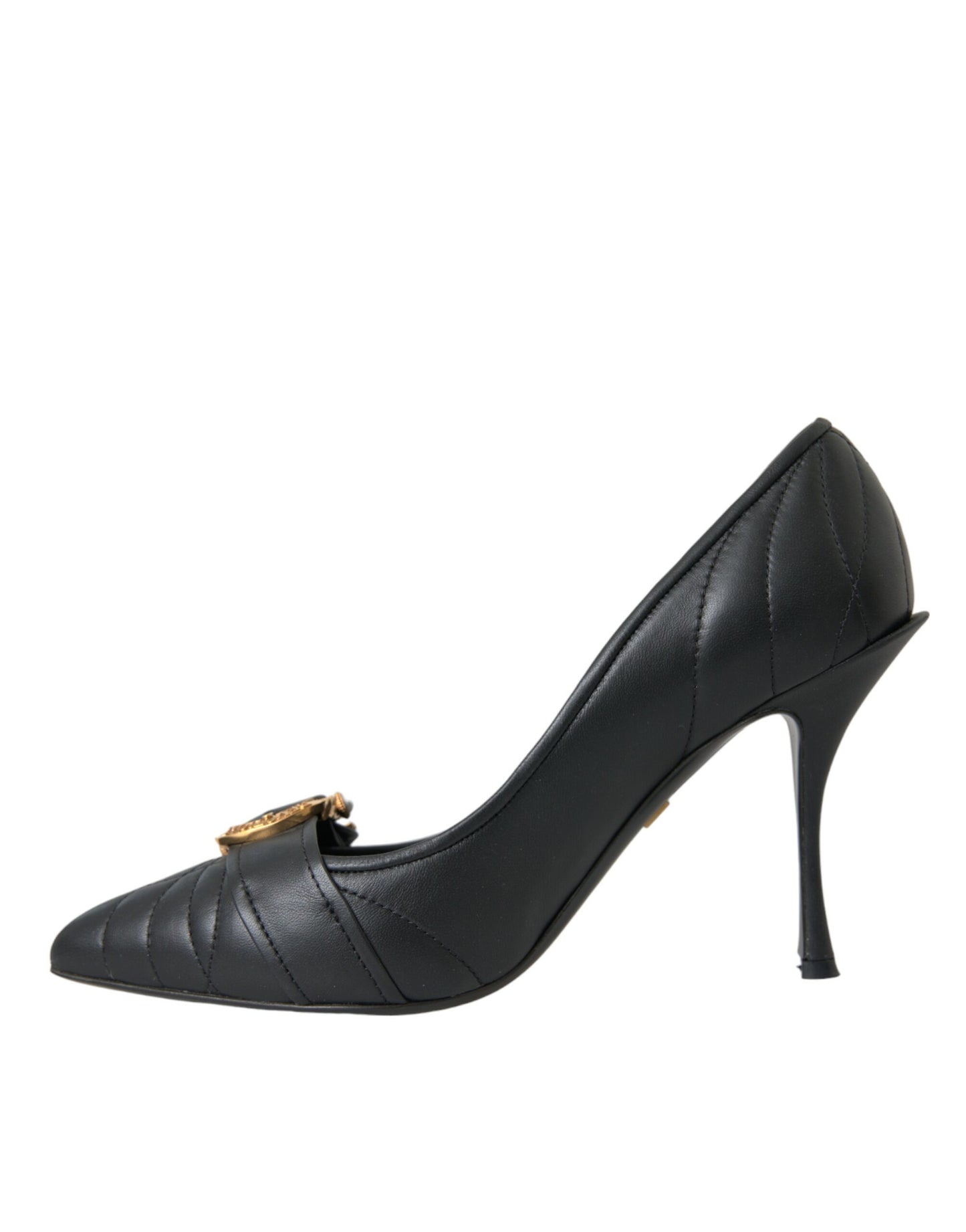 Dolce &amp; Gabbana Black Devotion Leather Heels Pumps Shoes