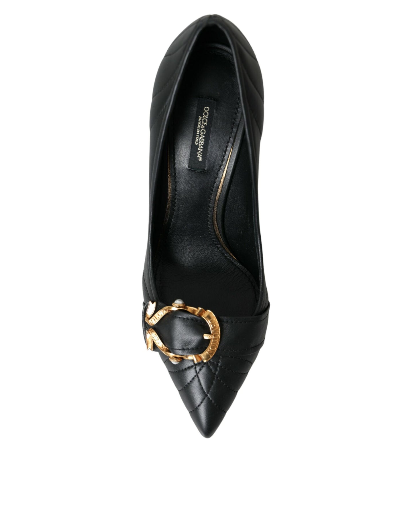 Dolce &amp; Gabbana Black Devotion Leather Heels Pumps Shoes