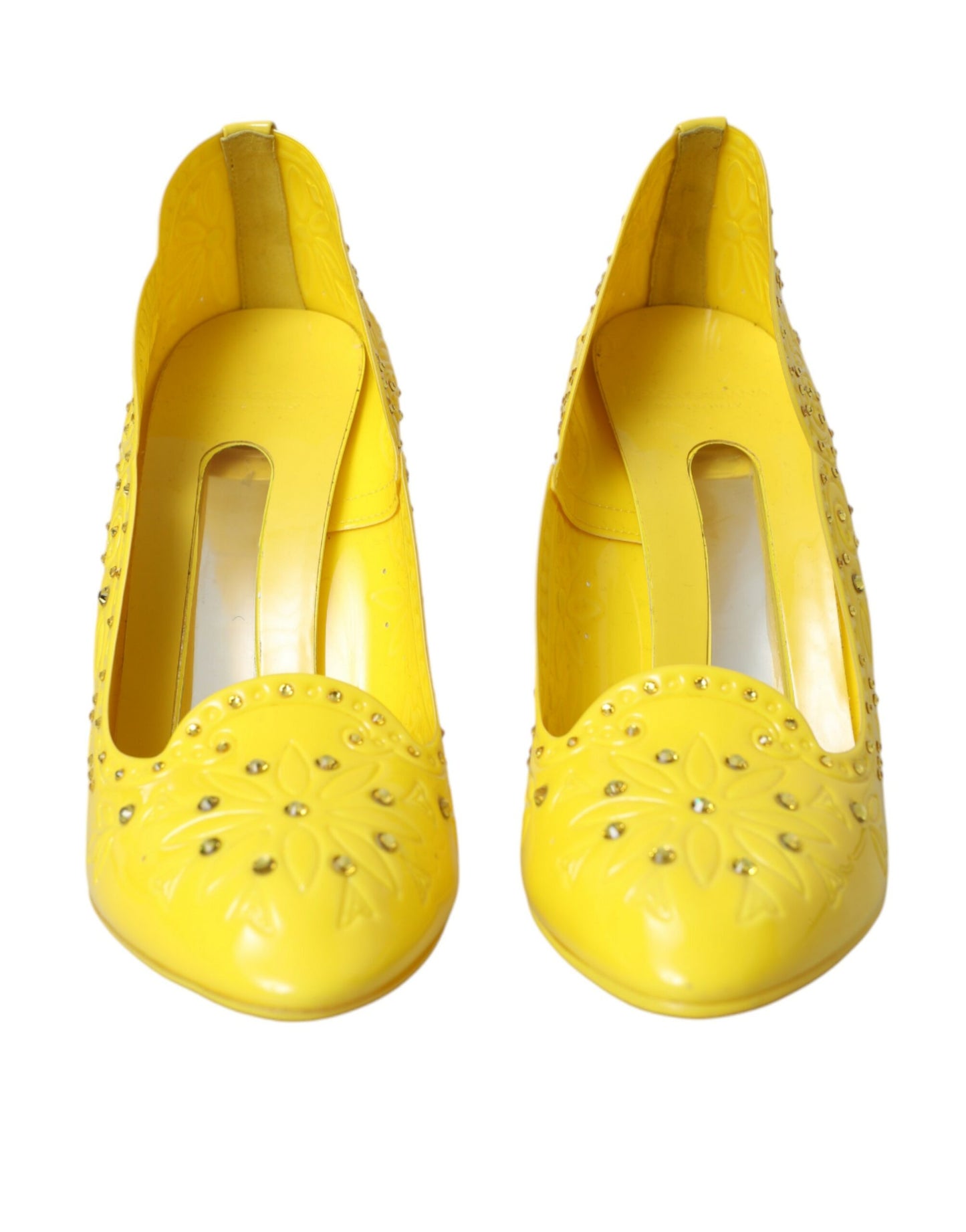 Dolce &amp; Gabbana Yellow Crystal CINDERELLA Heels Pumps Shoes