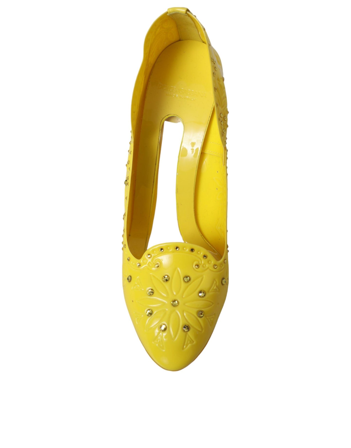 Dolce &amp; Gabbana Yellow Crystal CINDERELLA Heels Pumps Shoes