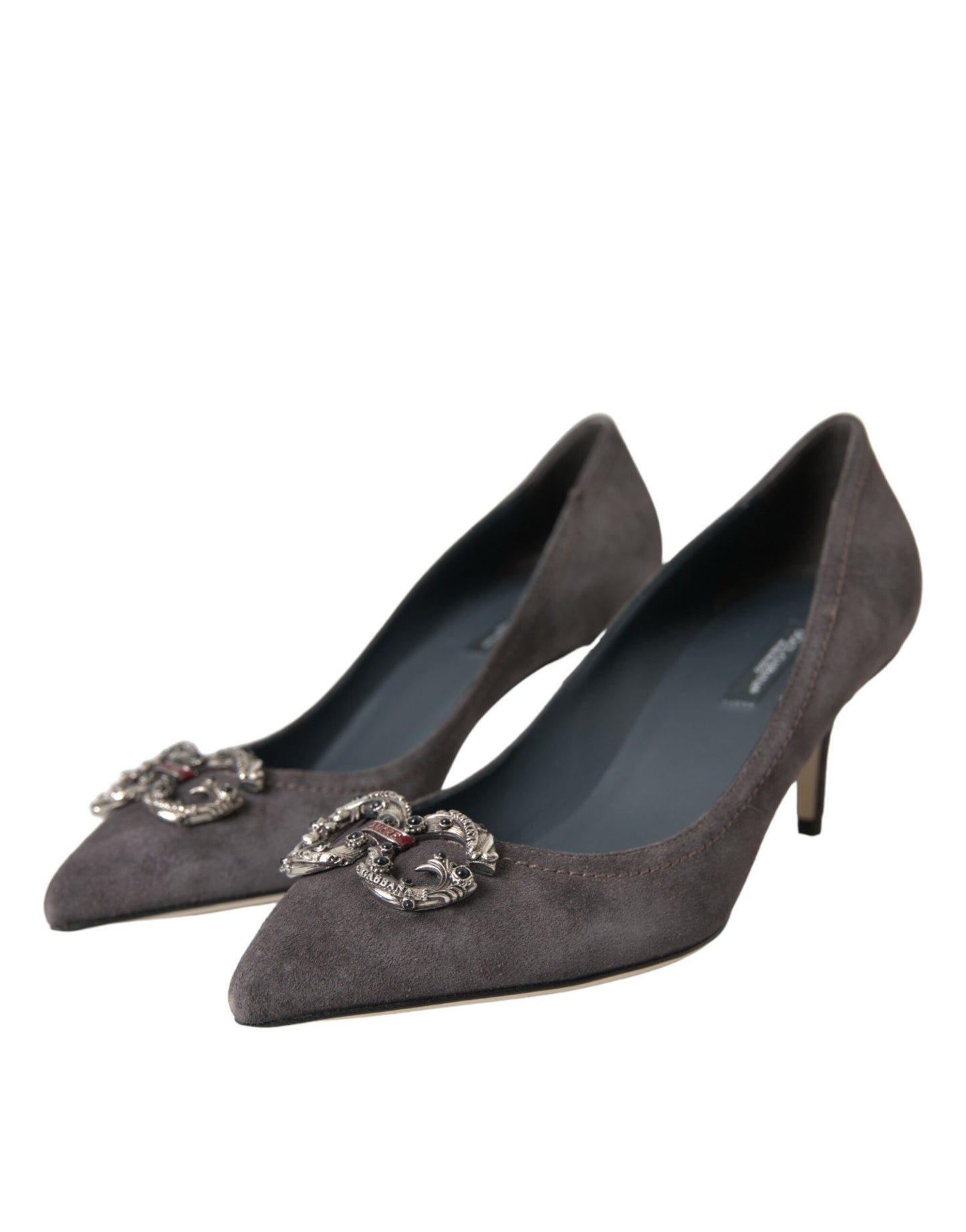 Dolce &amp; Gabbana Gray Amore Suede Bellucci Heels Pumps Shoes