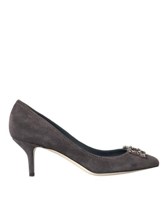 Dolce &amp; Gabbana Gray Amore Suede Bellucci Heels Pumps Shoes