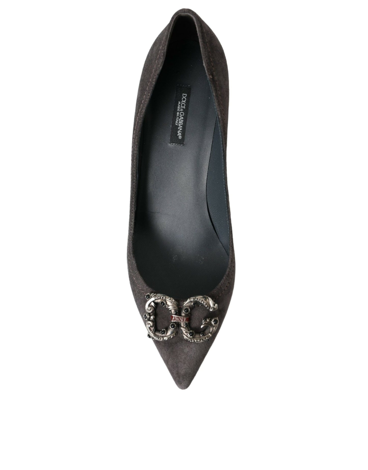 Dolce &amp; Gabbana Gray Amore Suede Bellucci Heels Pumps Shoes