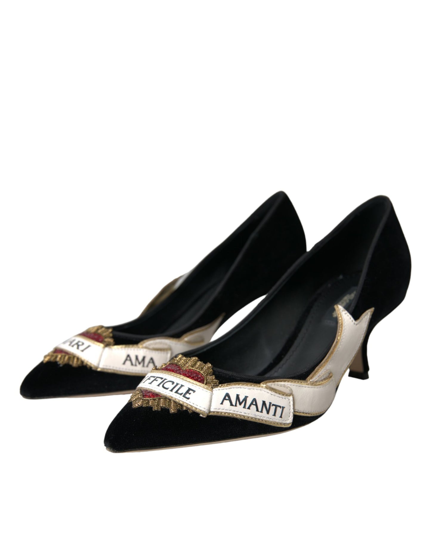 Dolce &amp; Gabbana Black Suede Amari Heels Pumps Shoes