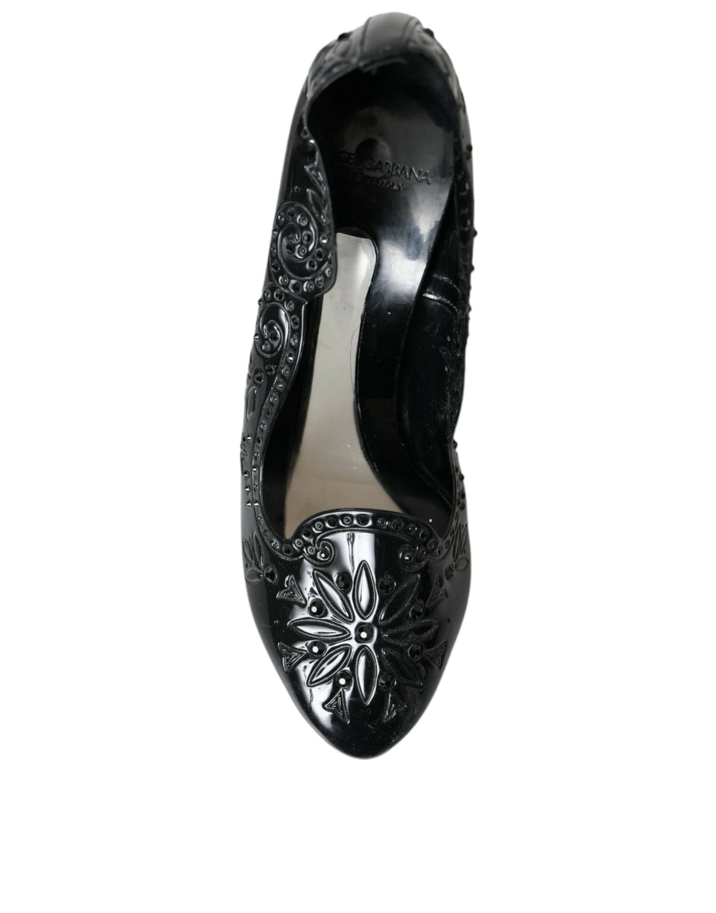 Dolce &amp; Gabbana Black Crystal CINDERELLA Heels Pumps Shoes