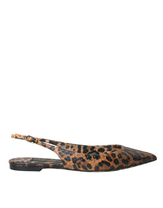 Dolce &amp; Gabbana Brown Leopard Exotic Skin Slingback Shoes