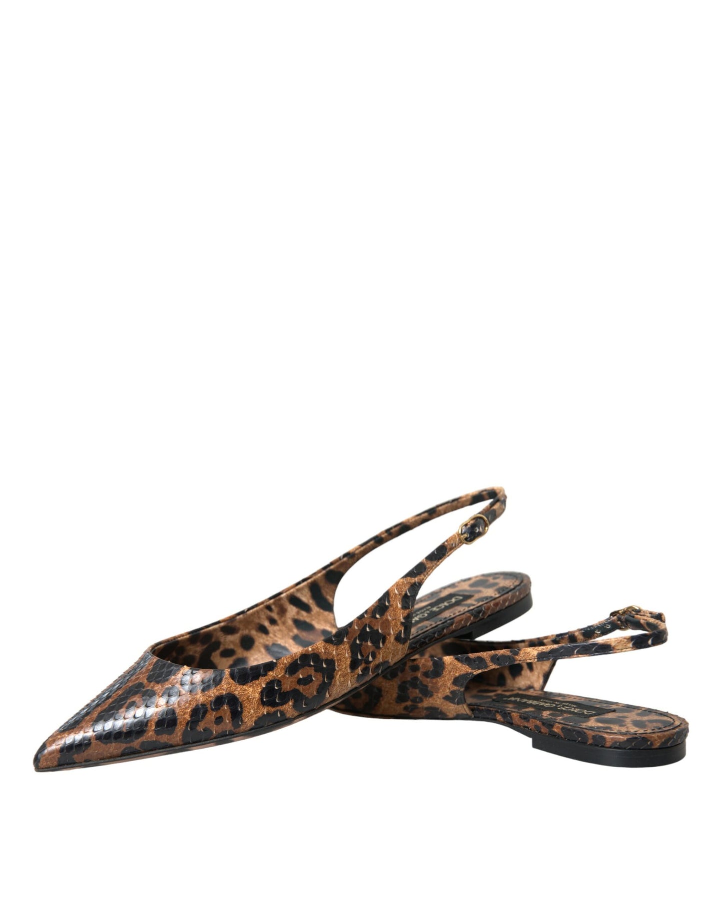 Dolce &amp; Gabbana Brown Leopard Exotic Skin Slingback Shoes