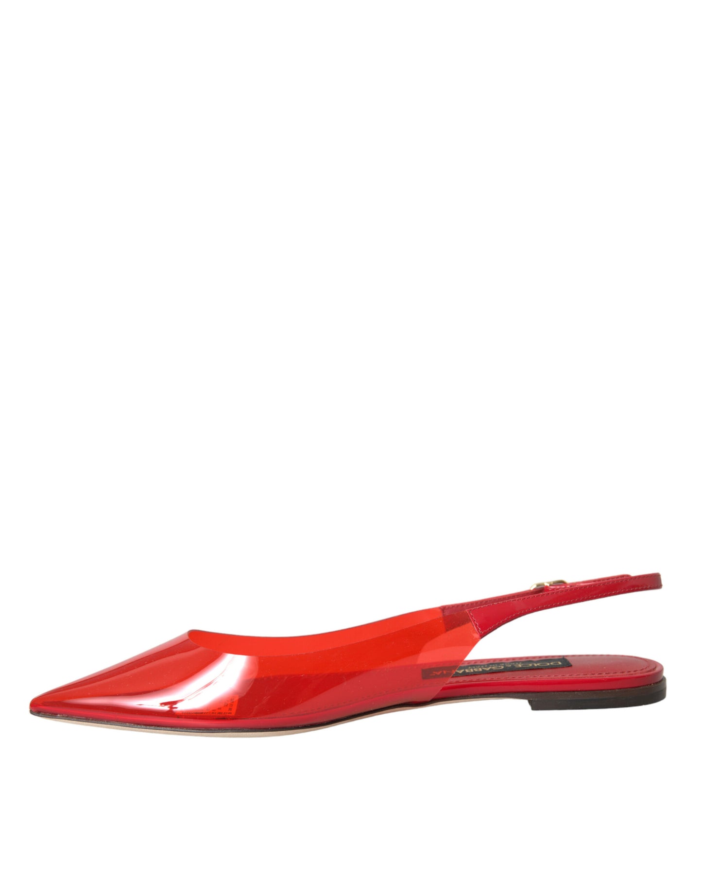 Dolce &amp; Gabbana Red PVC Slingback Clear Flats Sandals Shoes