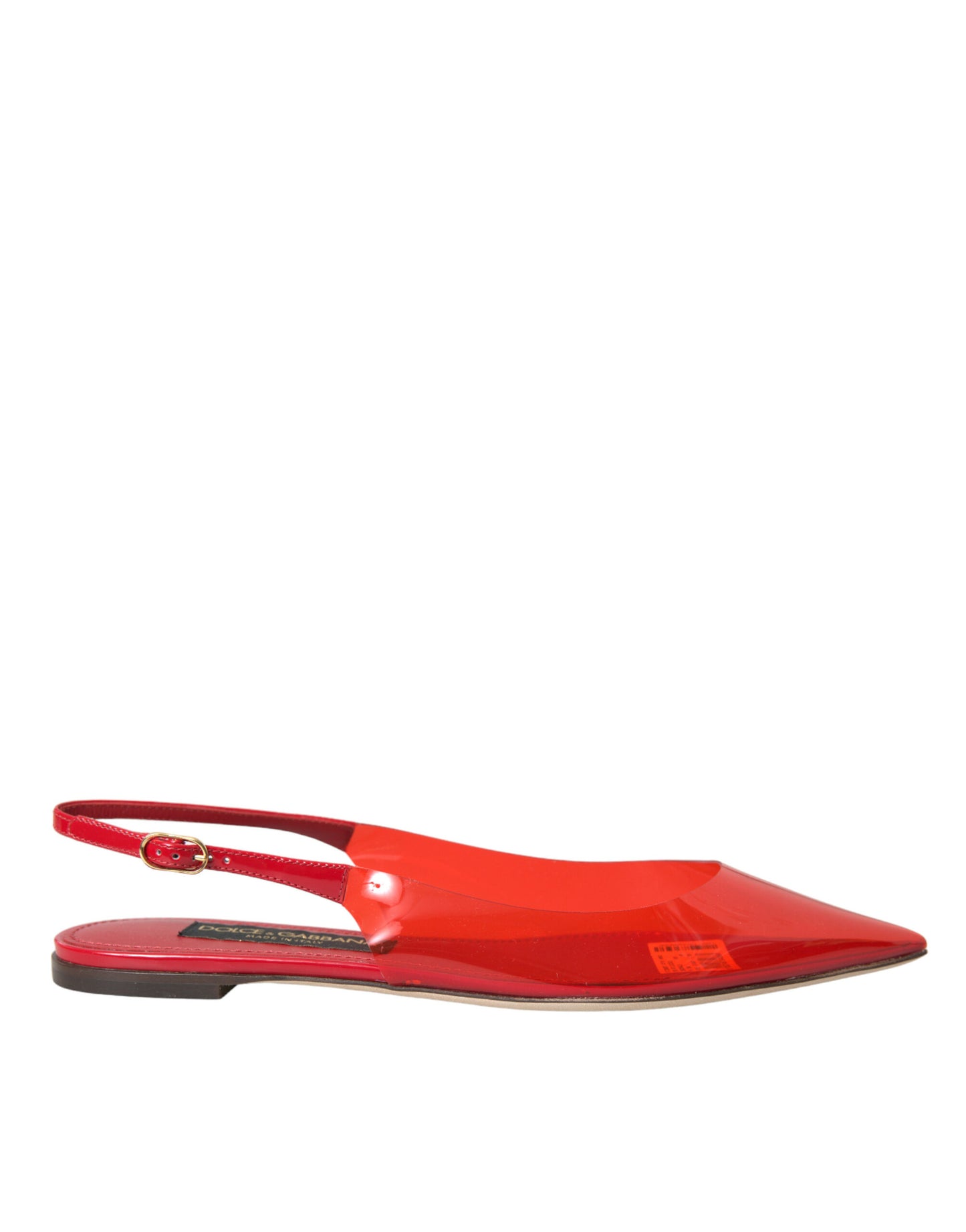 Dolce &amp; Gabbana Red PVC Slingback Clear Flats Sandals Shoes