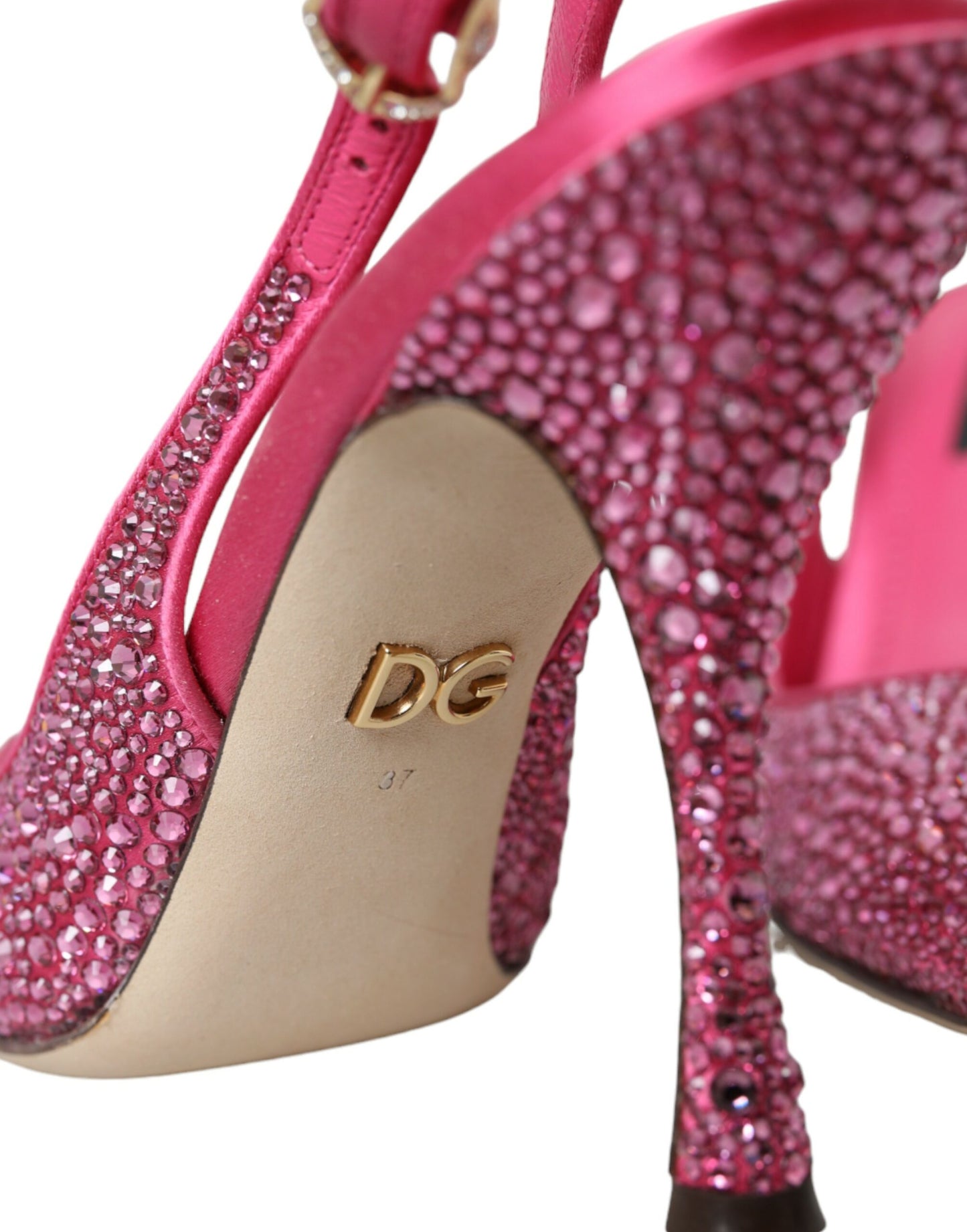 Dolce &amp; Gabbana Pink Slingbacks Crystal Pumps Shoes