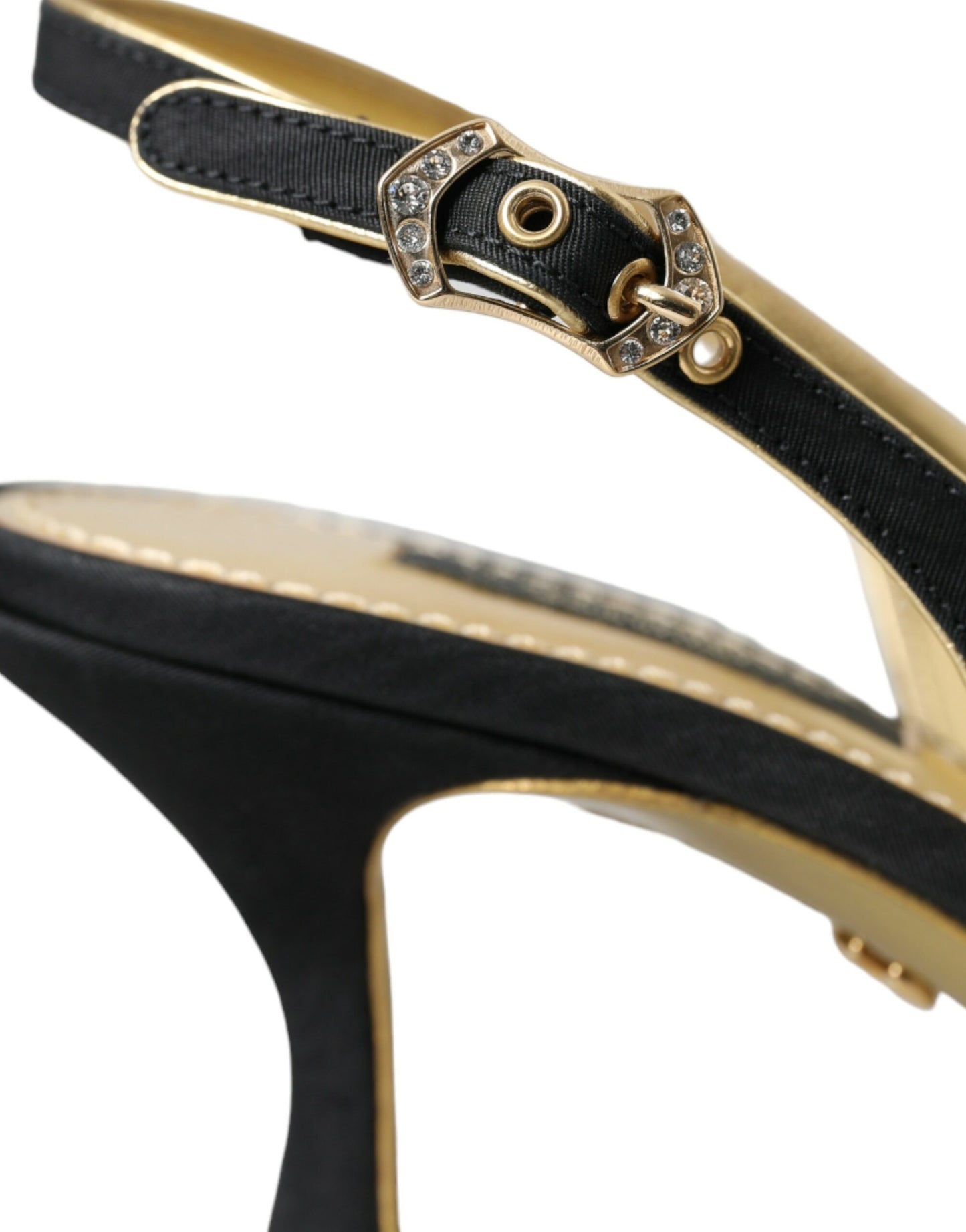 Dolce &amp; Gabbana Black Leather Faux Pearl Slingbacks Shoes