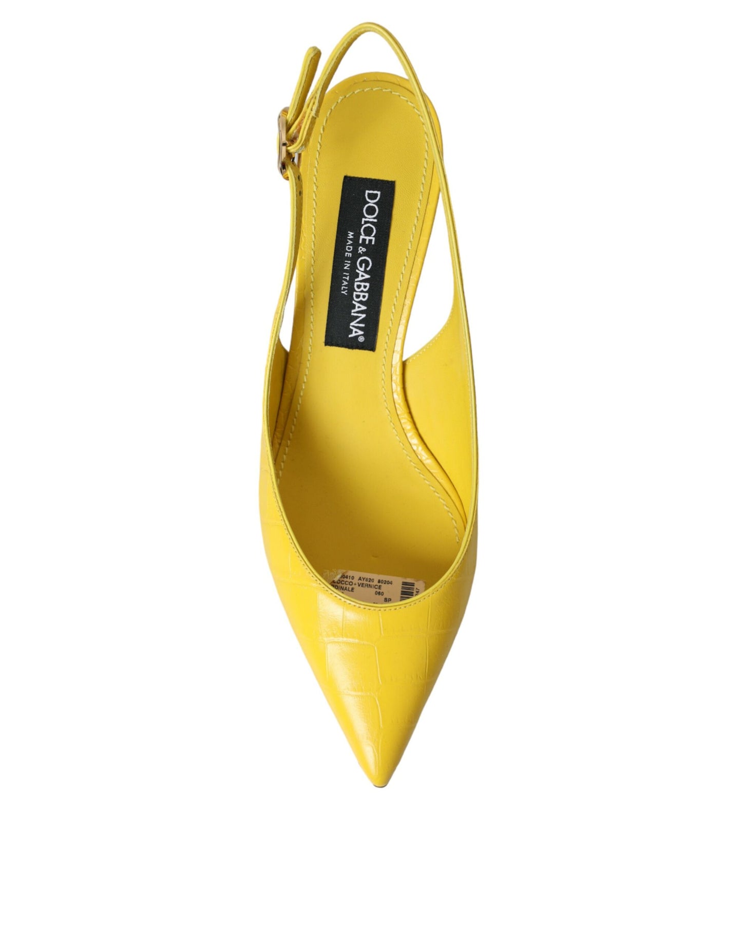 Dolce &amp; Gabbana Yellow Leather Slingbacks Heels Shoes