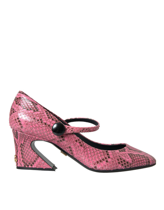 Dolce &amp; Gabbana Pink Python Leather Mary Jane Heels Shoes