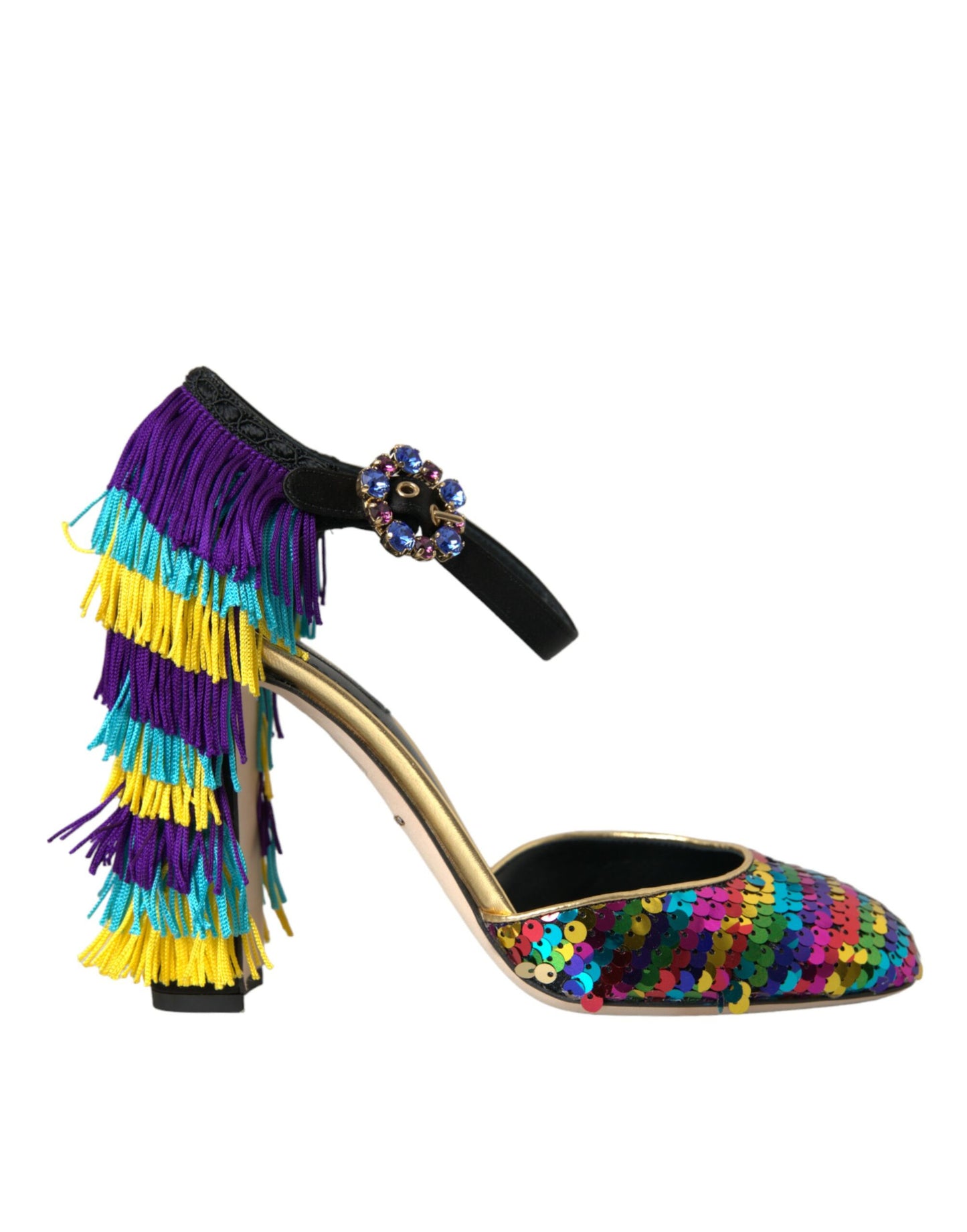 Dolce & Gabbana Multicolor Pailletten Kristall Mary Jane Schuhe