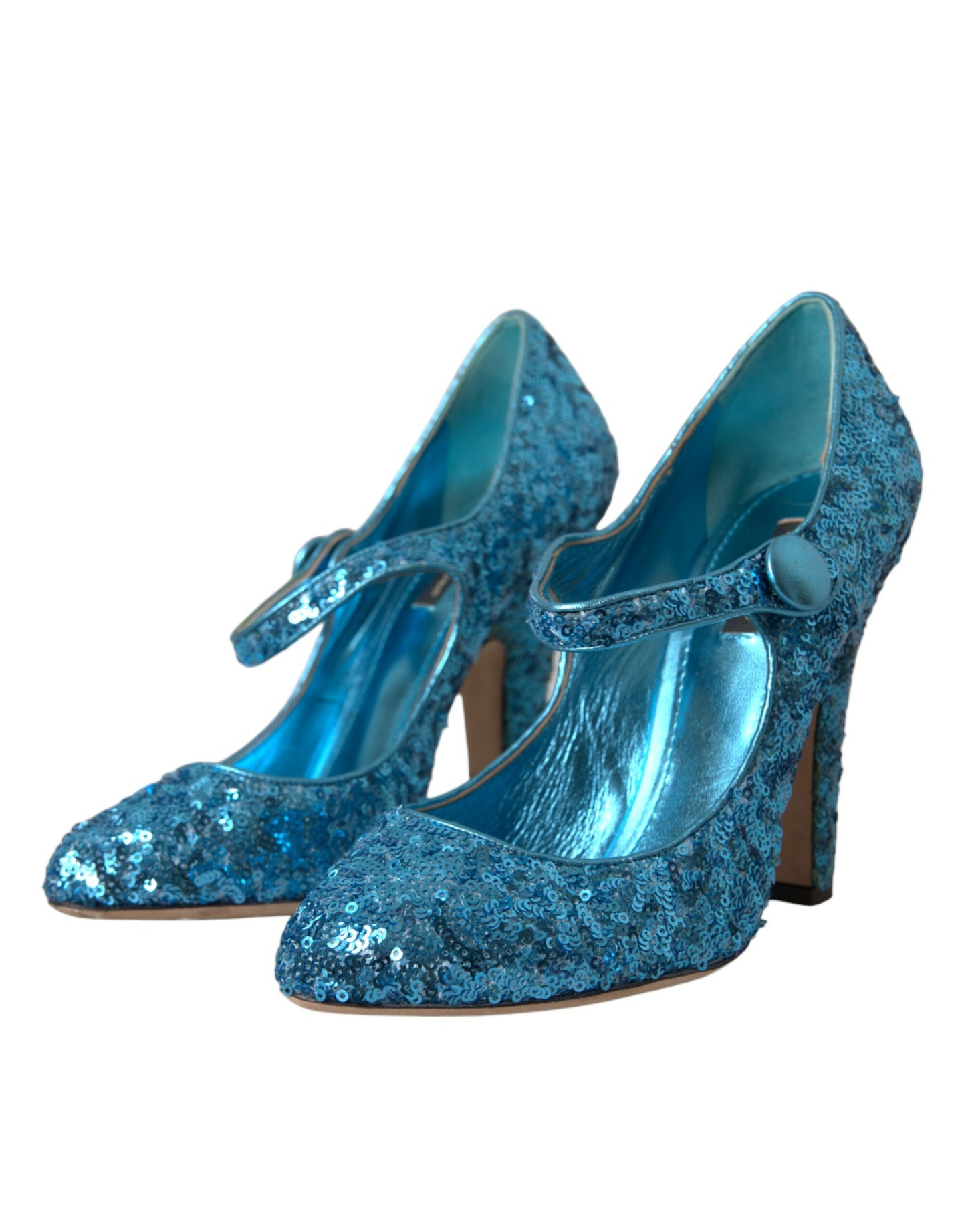 Dolce &amp; Gabbana Blue Sequin Mary Jane Pumps High Heels Shoes