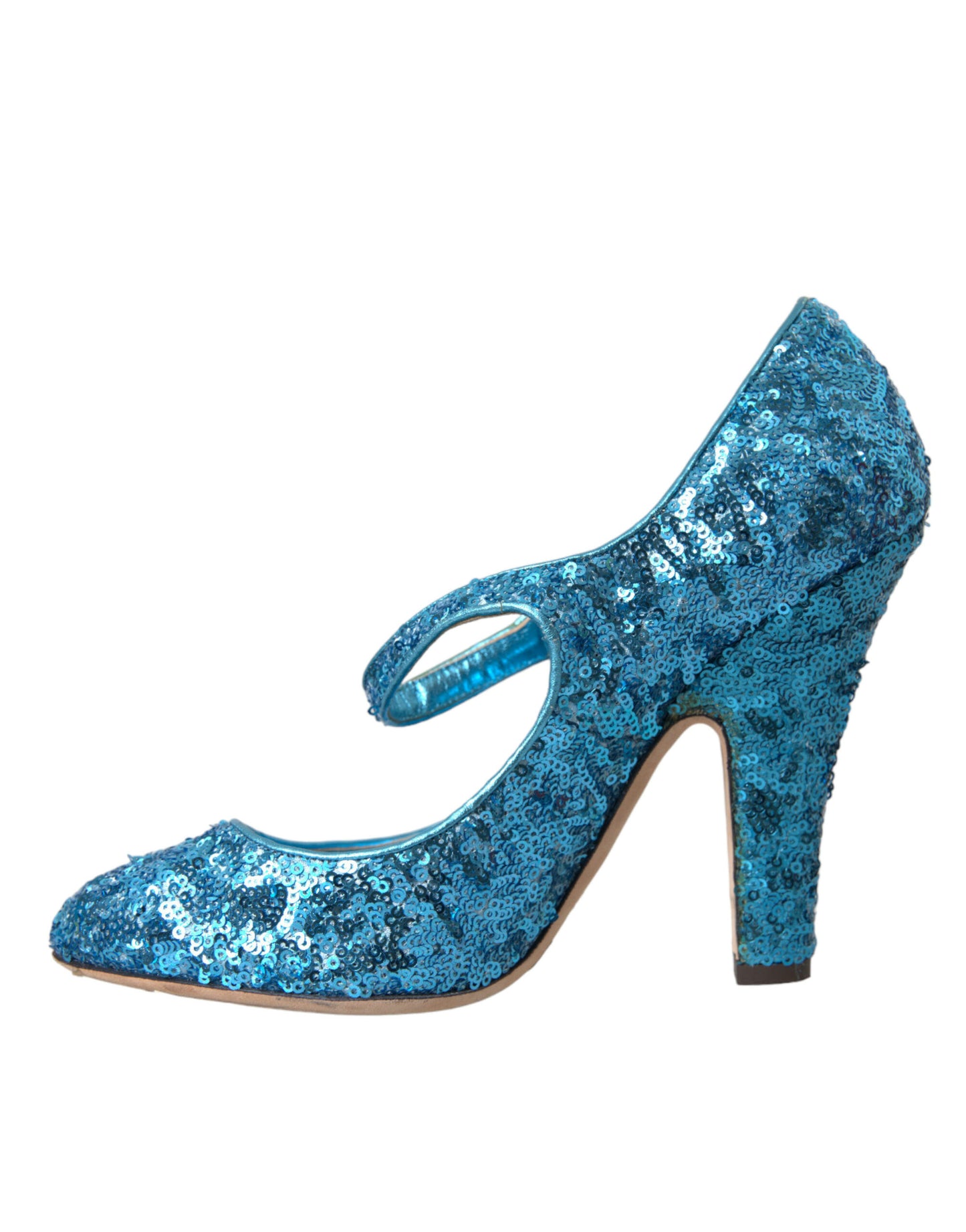 Dolce &amp; Gabbana Blue Sequin Mary Jane Pumps High Heels Shoes