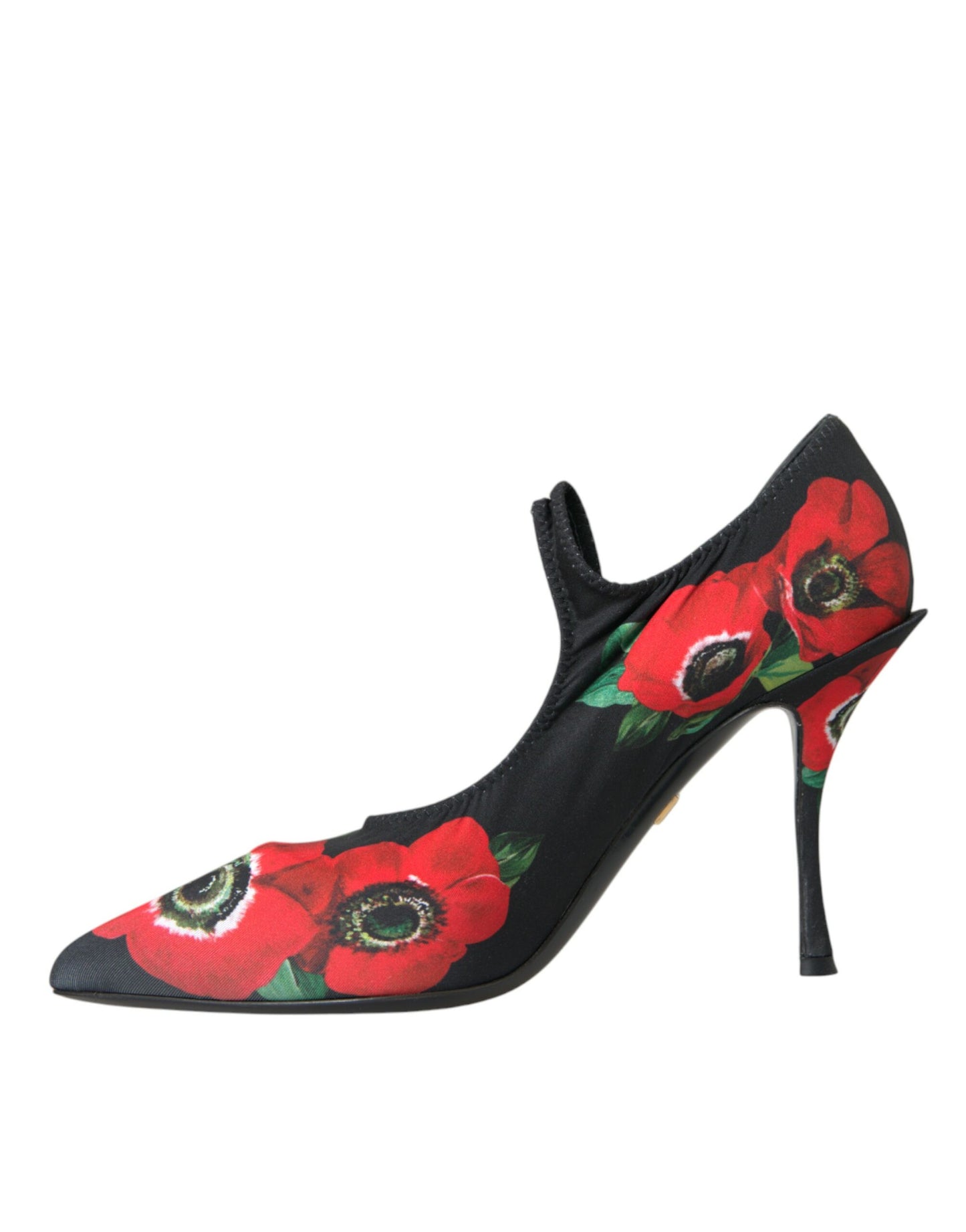 Dolce &amp; Gabbana Black Floral Crystal Mary Jane Pumps Shoes