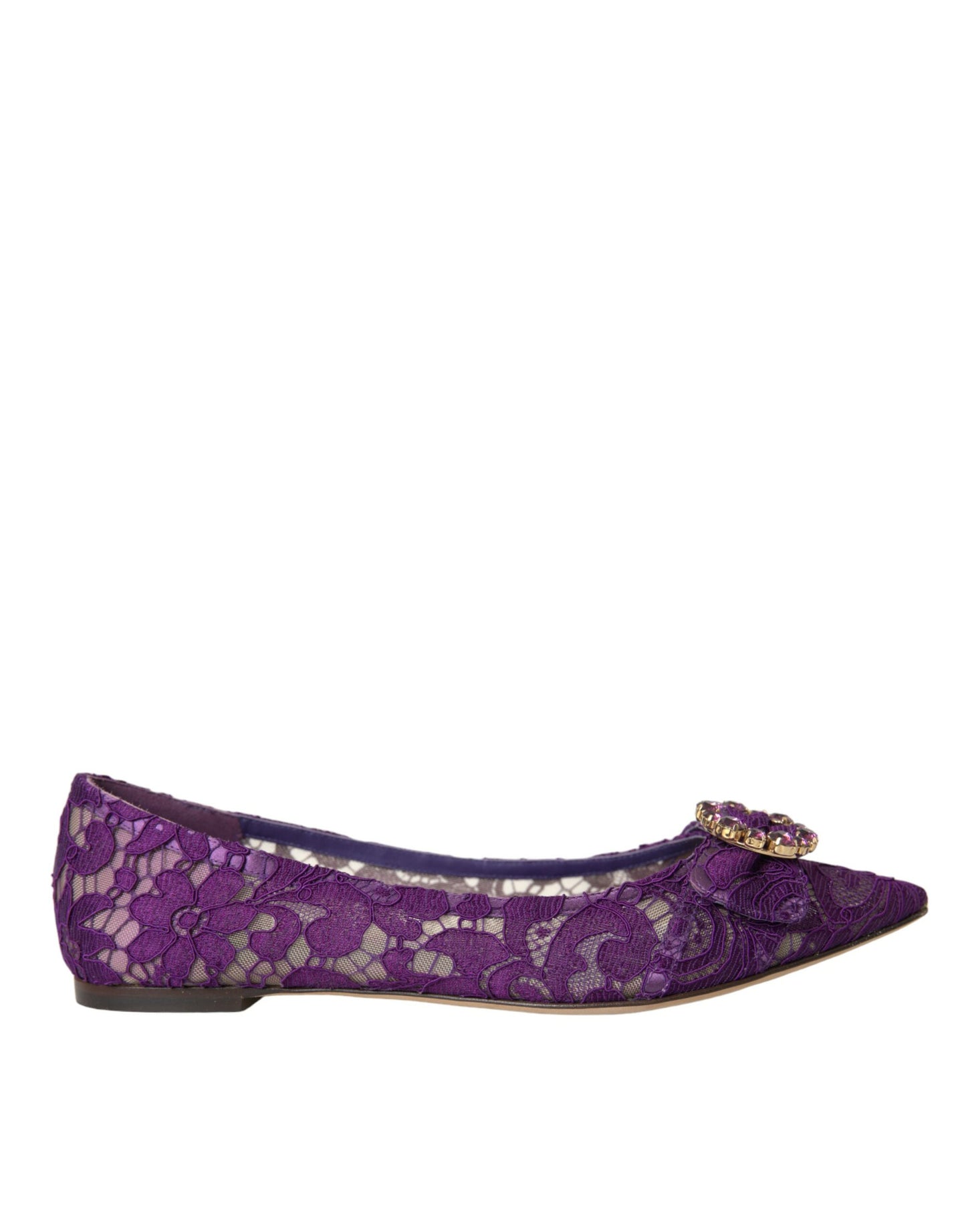 Dolce &amp; Gabbana Purple Taormina Lace Crystal Loafers Shoes