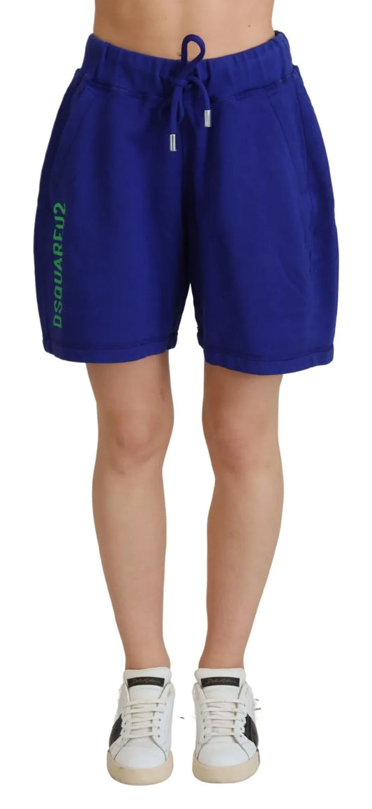 Dsquared² Blaue Logo-Baumwolle Sweatshorts mit hoher Taille Shorts