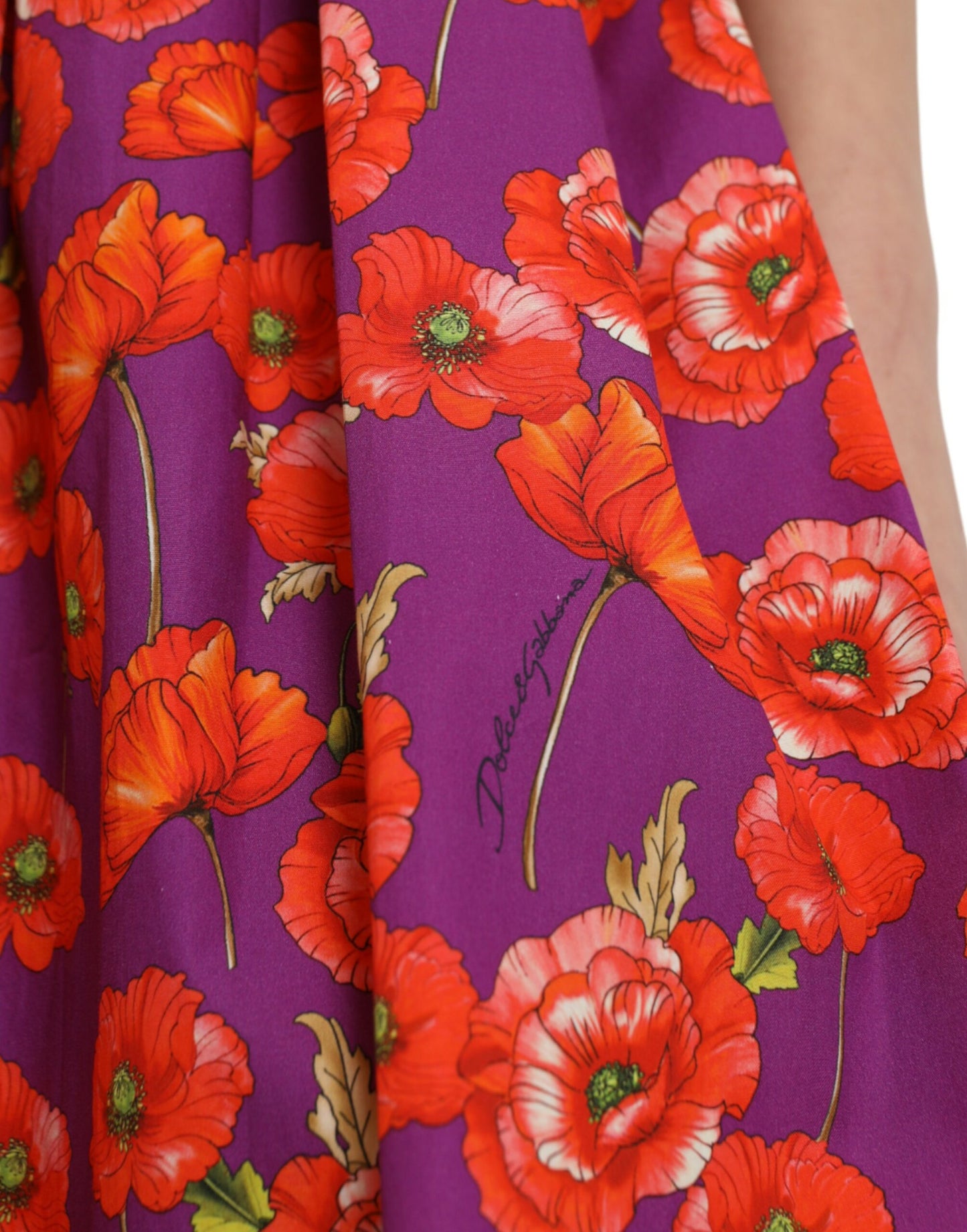 Dolce & Gabbana Knielanges Kleid aus Baumwolle mit Blumenmuster in Multicolor