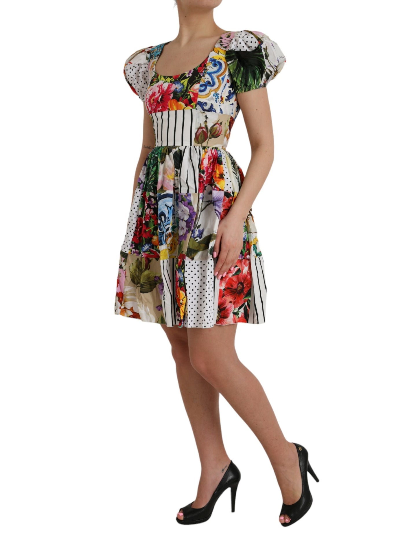 Dolce &amp; Gabbana Multicolor Patchwork Cotton Mini Dress Aline