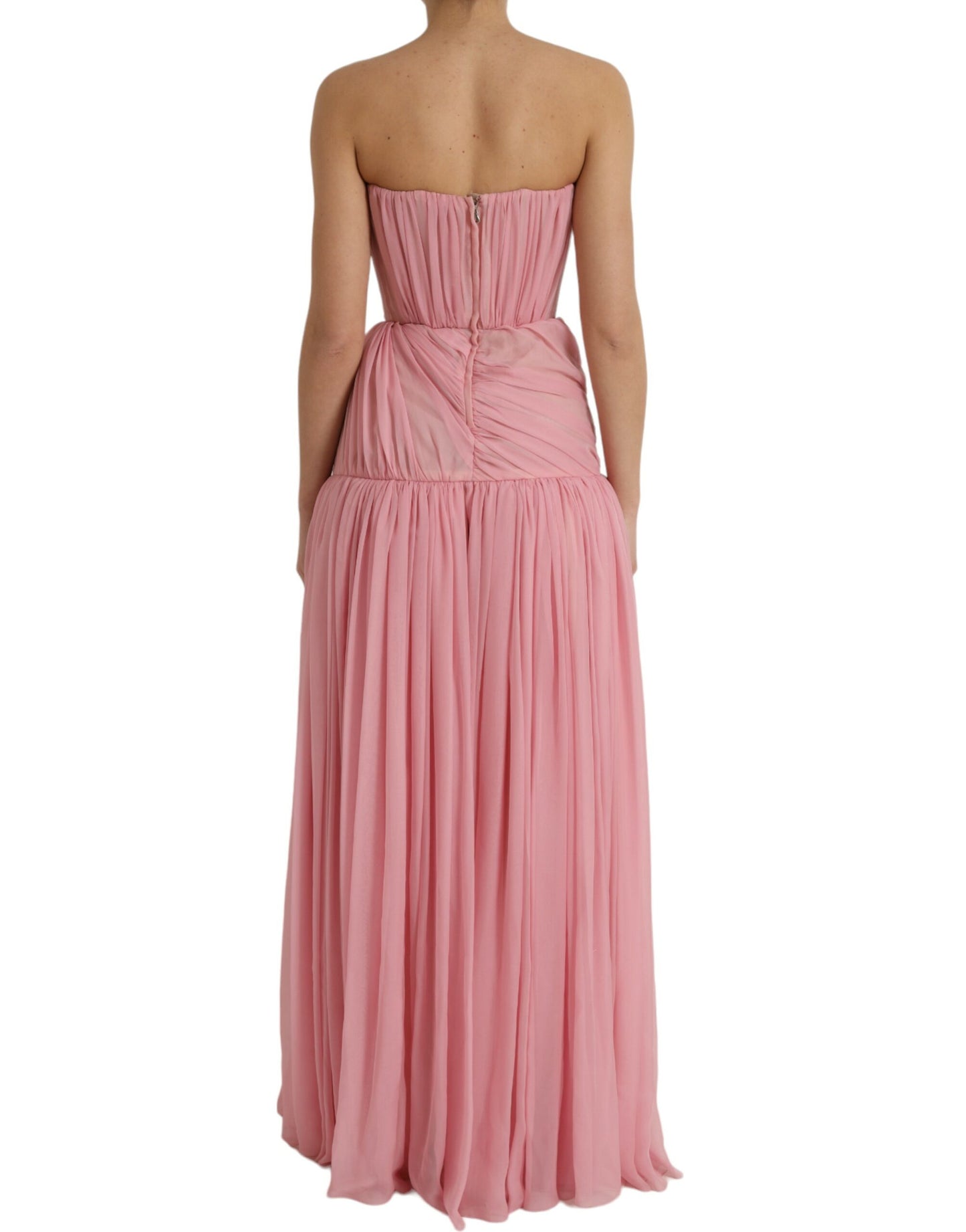 Dolce &amp; Gabbana Pink Silk Strapless A-Line Maxi Dress