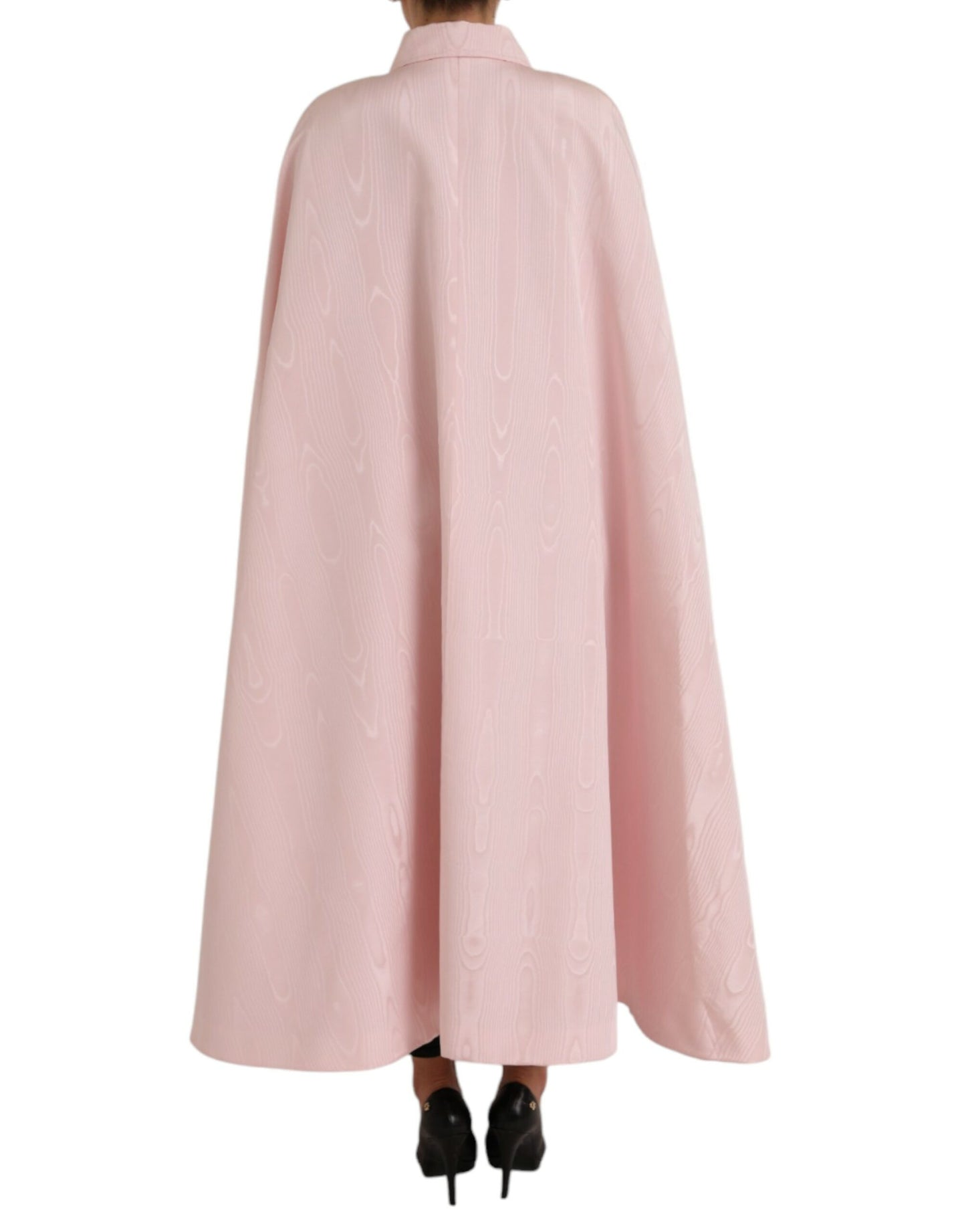 Dolce &amp; Gabbana Light Pink Silk Long Maxi Cape Coat Jacket