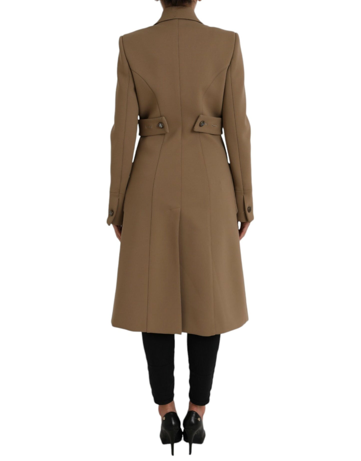 Dolce &amp; Gabbana Brown Button Down Long Trench Coat Jacket