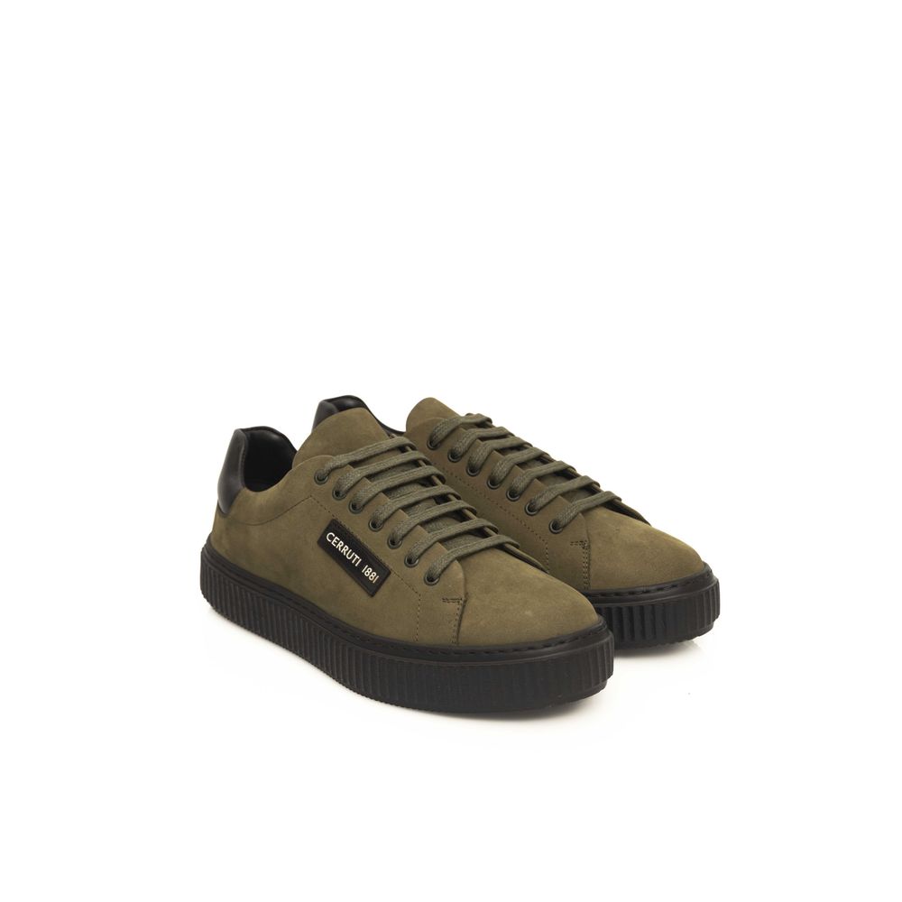 Cerruti 1881 Green Leather Men's Sneakers