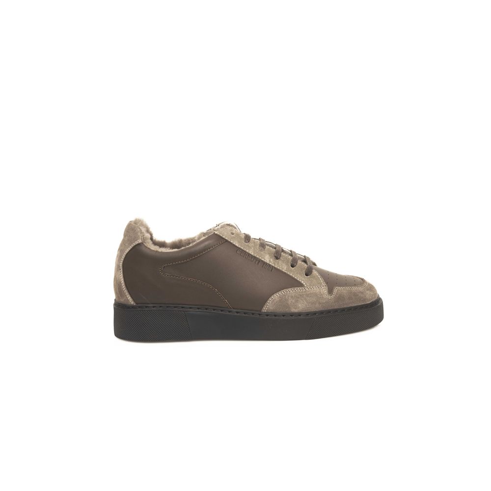 Cerruti 1881 Beige Leather Men's Sneakers