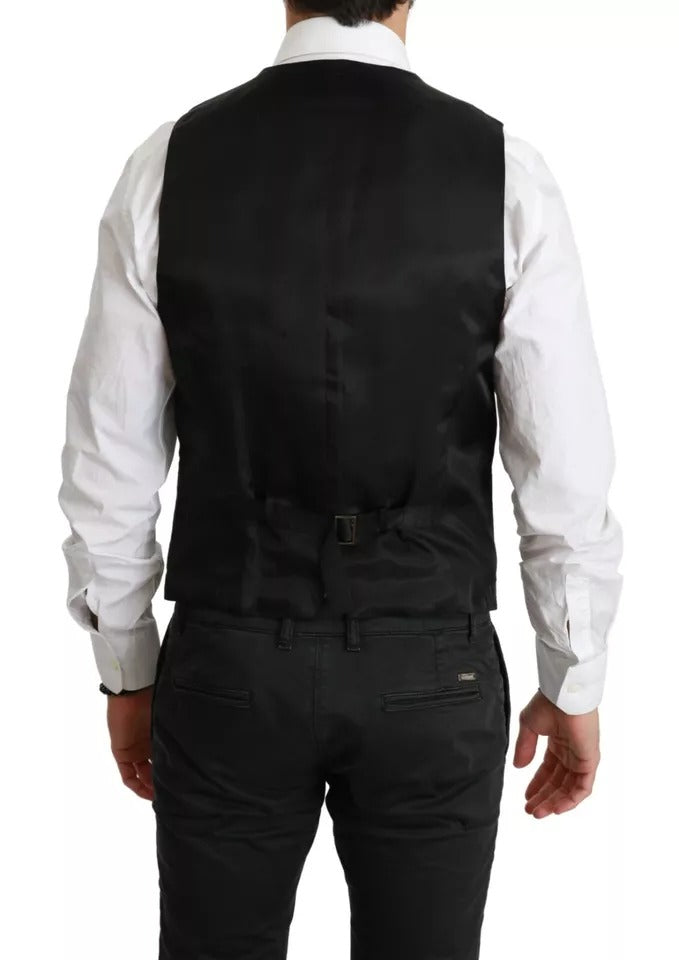 Dolce & Gabbana Schwarze Woll-Stretch-Weste Formal Dress Vest