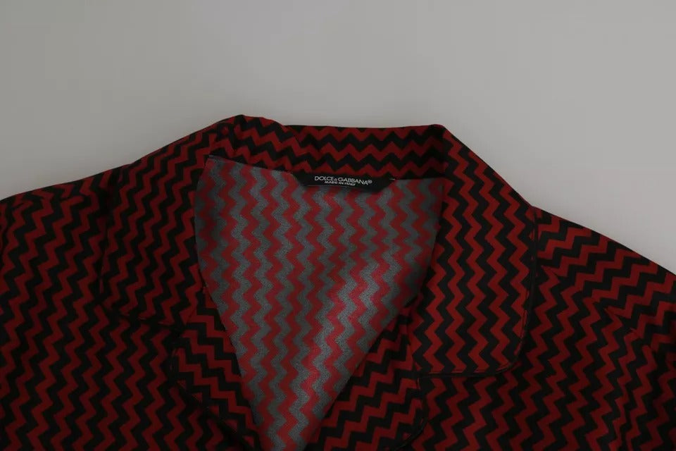 Dolce &amp; Gabbana Black Red Zigzag Pattern Casual Shirt