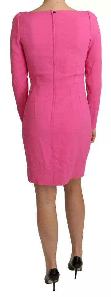 Dolce &amp; Gabbana Pink Deep V-Neck Bodycon Mini Rayon Dress