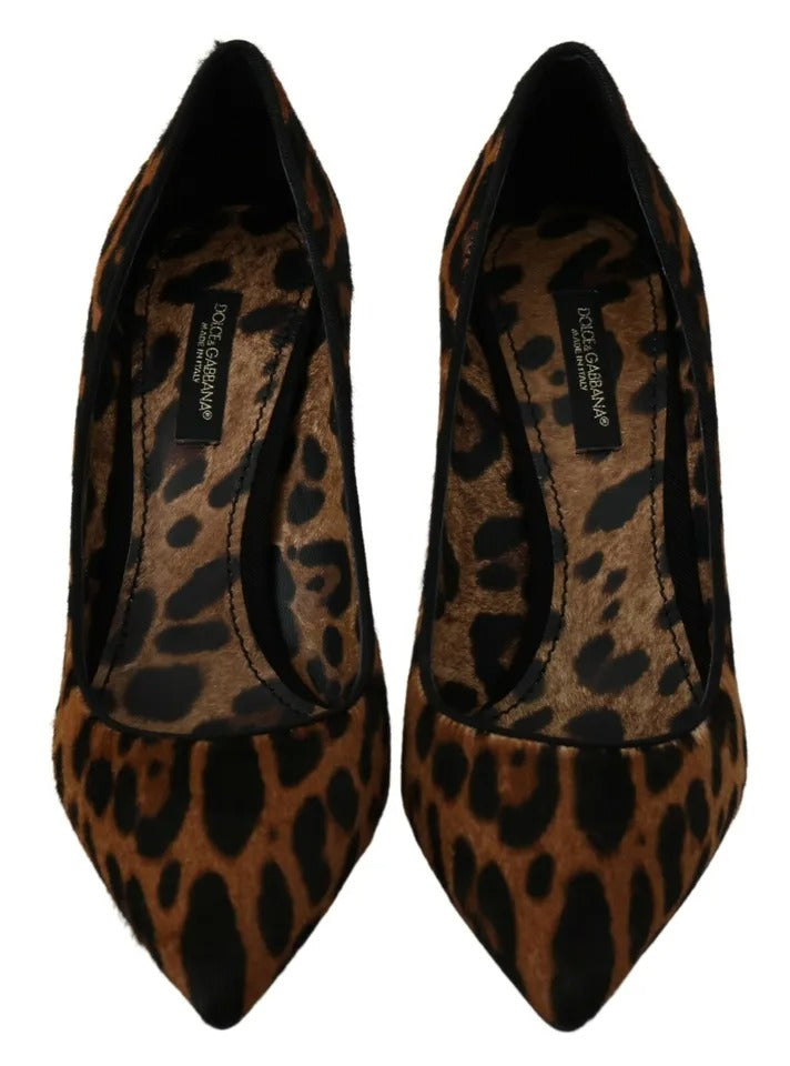 Dolce &amp; Gabbana Brown Leopard Pony Hair Heels Pumps Shoes