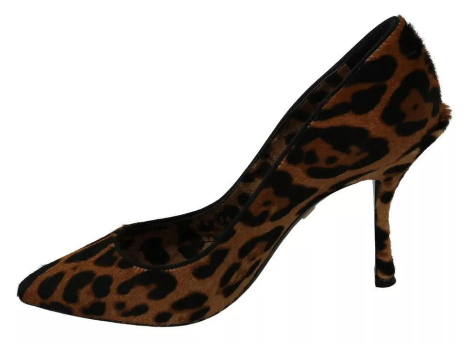 Dolce &amp; Gabbana Brown Leopard Pony Hair Heels Pumps Shoes