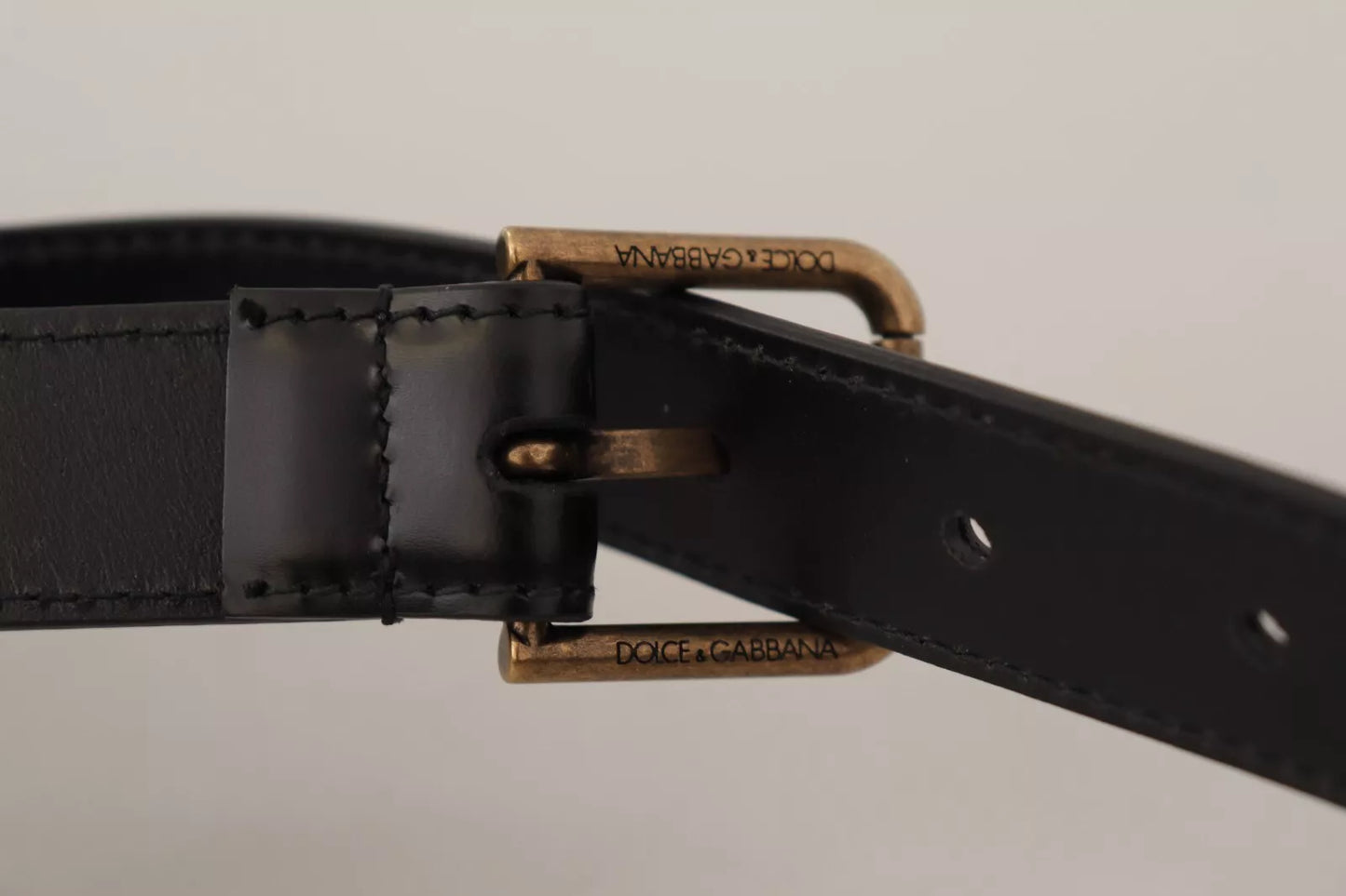 Dolce &amp; Gabbana Black classic calf leather belt with metal buckle