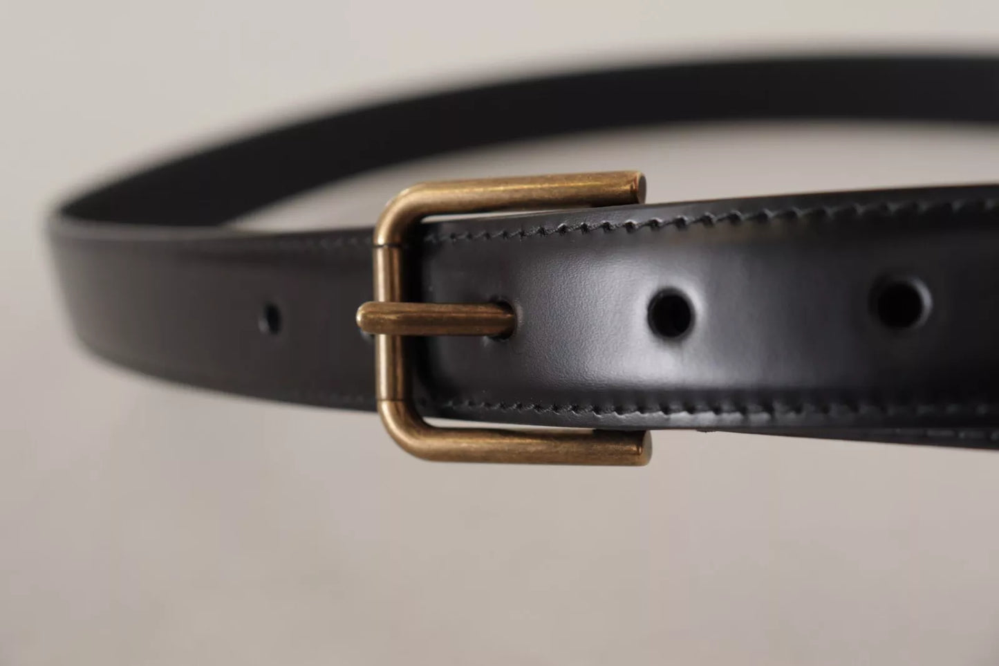 Dolce &amp; Gabbana Black classic calf leather belt with metal buckle