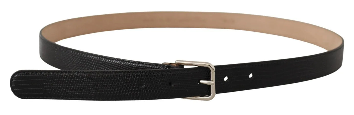 Dolce &amp; Gabbana Black classic leather belt with silver metal buckle