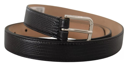 Dolce &amp; Gabbana Black classic leather belt with silver metal buckle