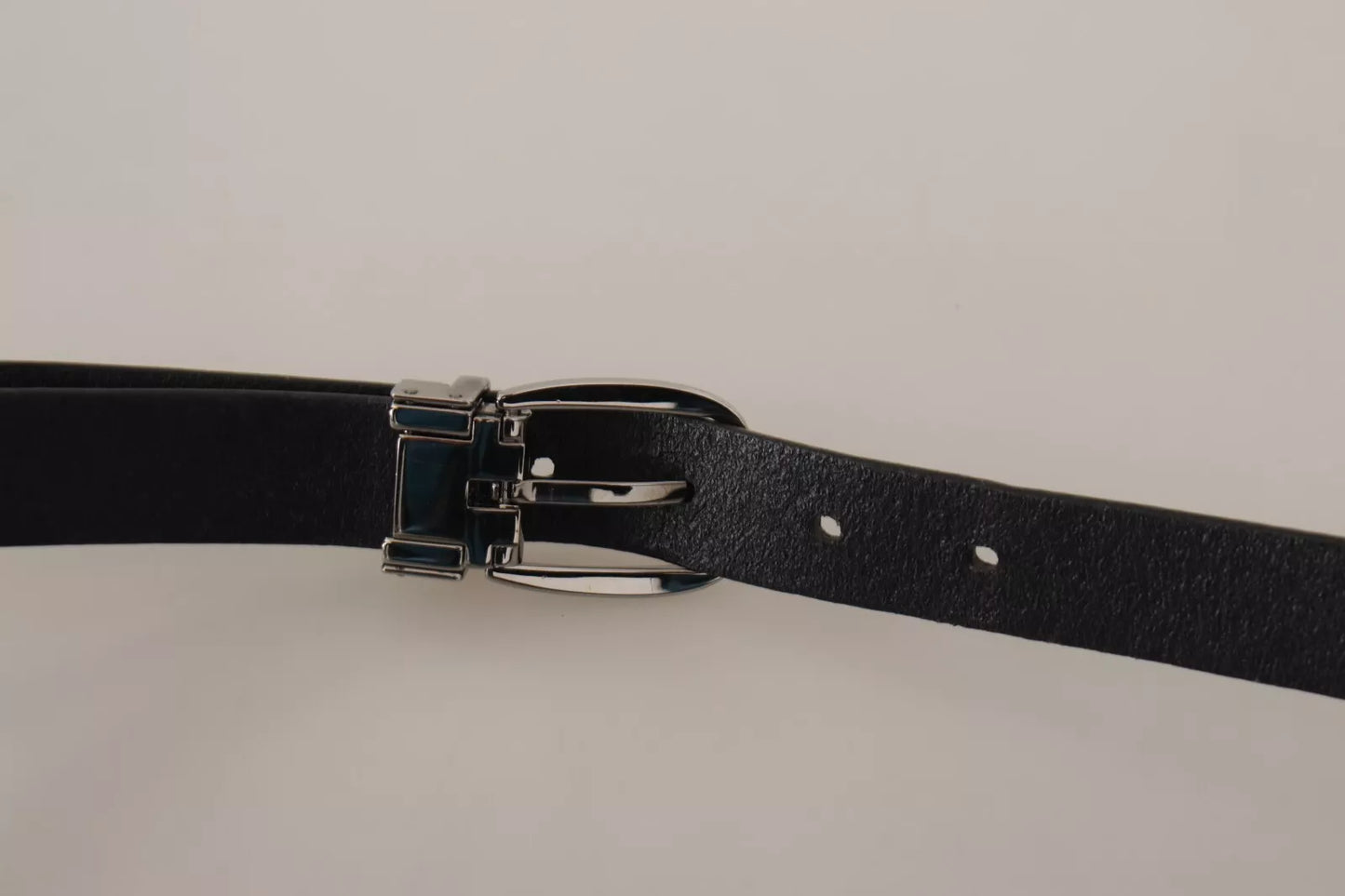 Dolce &amp; Gabbana Black classic leather belt with silver-colored metal buckle