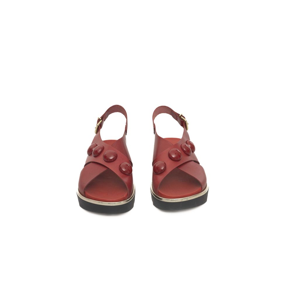 Cerruti 1881 Red Leather Women's Sandal