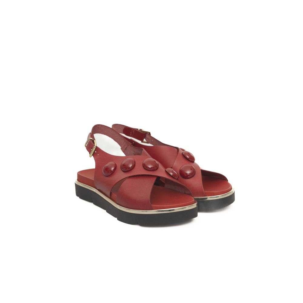 Cerruti 1881 Red Leather Women's Sandal