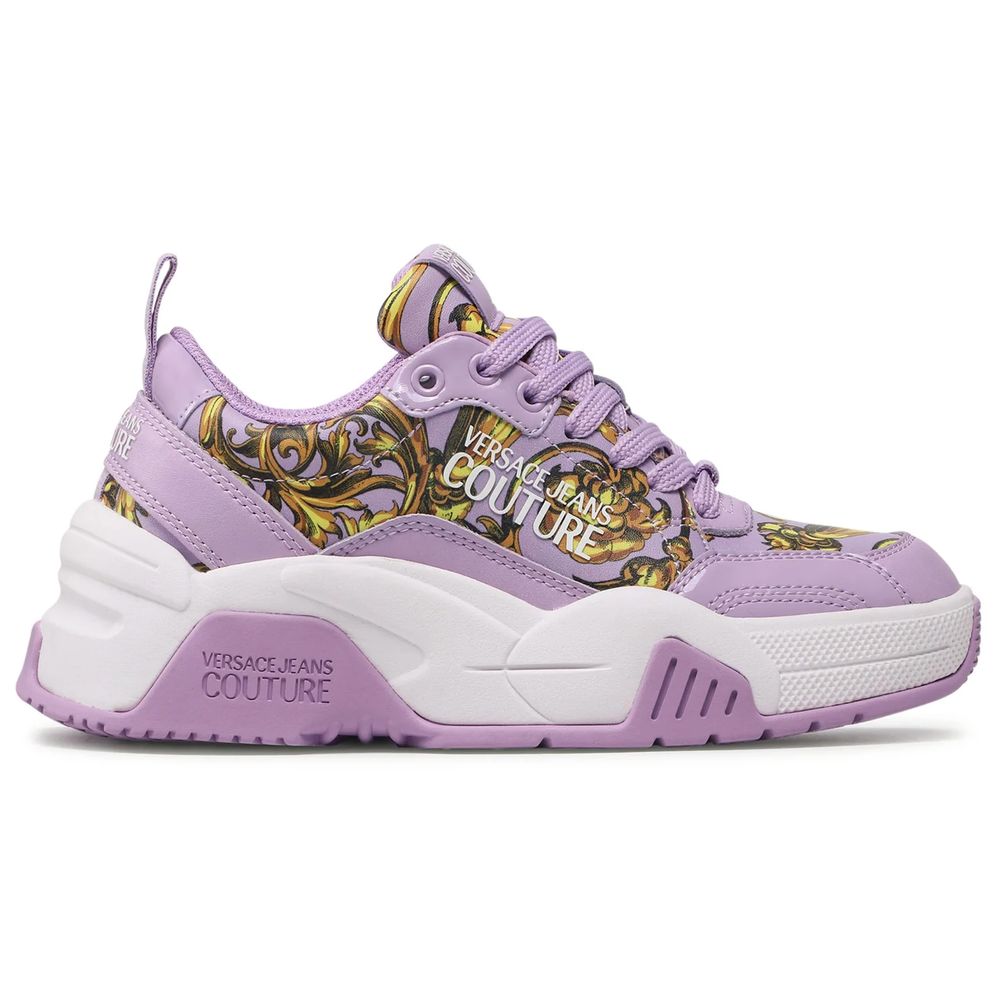 Versace Jeans Purple Leather Di Calfskin Sneakers