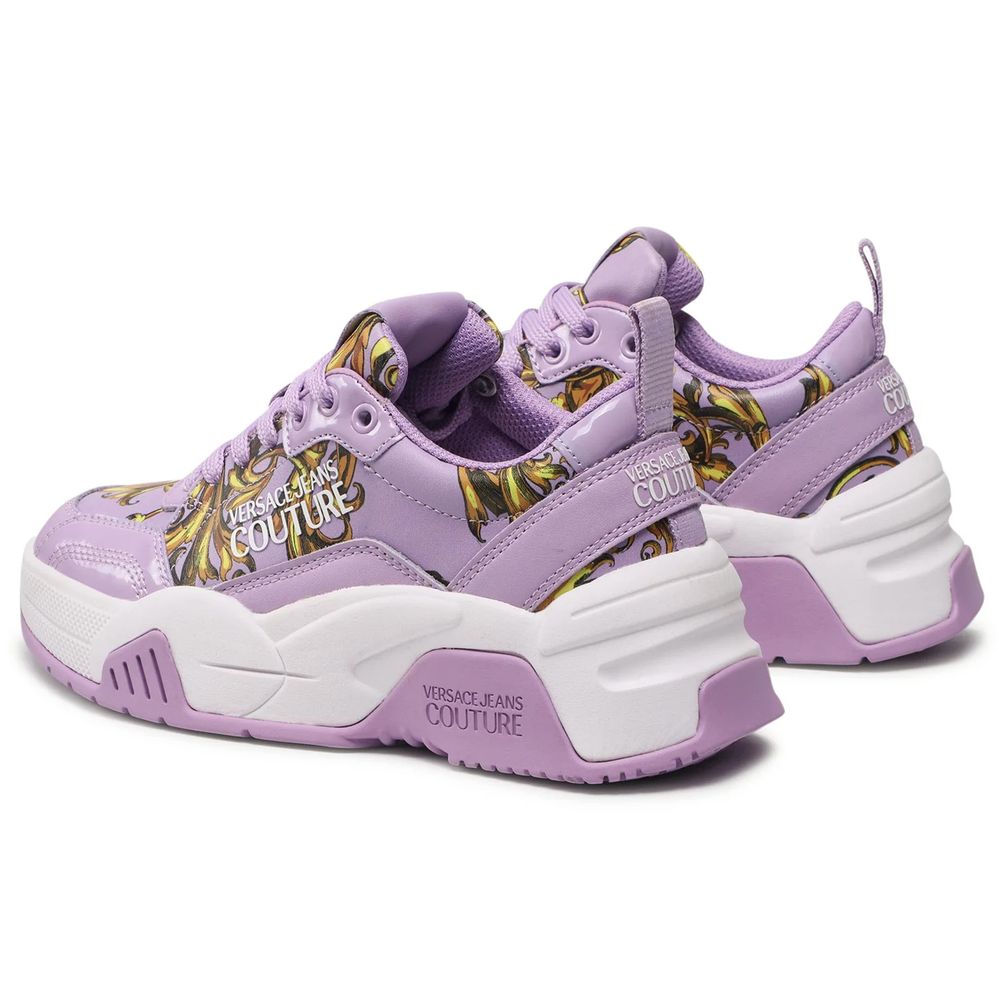 Versace Jeans Purple Leather Di Calfskin Sneakers